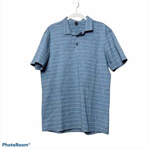Lululemon Blue striped metal vent tech polo shirt